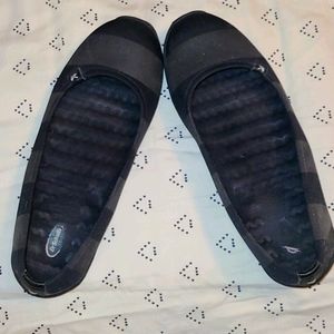 Dr. Scholls Black and Charcoal Stripped Flats